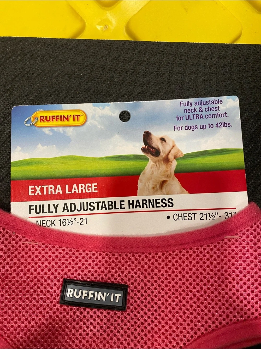 Ruffin' It Extra Large Adjustable Mesh Dog Harness - Pink